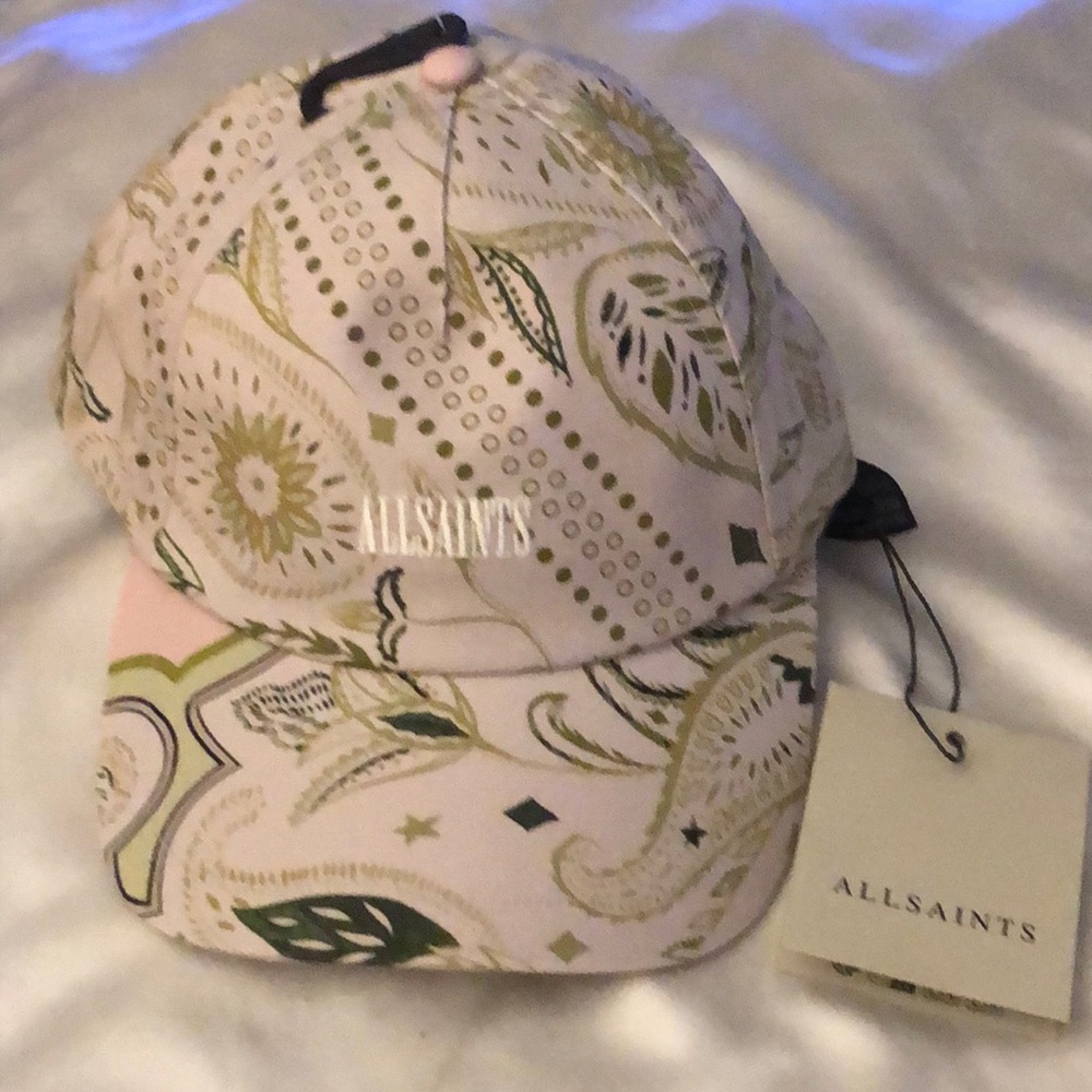 All Saints Avalon 100% Cotton Baseball Cap Blush Paisley Print OS NWT